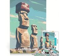 Puzzle per adulti da 1000 pezzi con le statue dell'Isola di Pasqua, gioco rompicapo, decorazione da parete, lista dei desideri con Babbo Natale 50x75cm