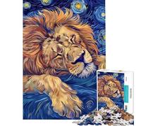 Puzzle per adulti da 1000 pezzi con leone addormentato in una notte stellata ideale per adolescenti famiglie divertimento e umorismo regalo di compleanno o unico (dimensioni 50x75cm)