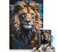 Puzzle per adulti da 1000 pezzi con leone dipinto a schizzi gioco per famiglie migliora la memoria adatto come decorazione da scrivania 50x75cm