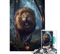 Puzzle per adulti da 1000 pezzi con leone nella foresta magica Divertimento a casa regalo di compleanno giochi rilassanti per maggiori di 14 anni 50x75cm