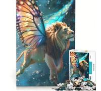 Puzzle per adulti da 1000 pezzi con leone volante e ali, gioco educativo, impegnativo da completare, compleanni e altre occasioni 38x26cm