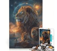 Puzzle per adulti da 1000 pezzi con leoni e due stelle gioco rilassante attività divertenti da fare in casa per rafforzare l'amore tra le coppie 38x52cm