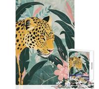 Puzzle per adulti da 1000 pezzi con leopardo e giungla tropicale Gioco pratico per tutta la famiglia decorazione per la casa giocattolo per allenare la mente e le mani (75x50cm)