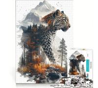 Puzzle per adulti da 1000 pezzi con leopardo nella foresta di montagna gioco rilassante attività divertenti da fare a casa per rafforzare l'amore tra le coppie 38x26cm