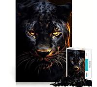 Puzzle per adulti da 1000 pezzi con leopardo nero e dettagli dorati,decorazione a incastro,gioco di abilità mentale,divertimento spensierato,decorazione natalizia 38x26cm