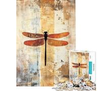 Puzzle per adulti da 1000 pezzi con libellula su sfondo astratto testurizzato Gioco divertente per adulti difficile compleanno e Natale (dimensioni 38x52cm)