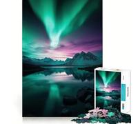 Puzzle per adulti da 1000 pezzi con l'immagine dell'aurora boreale sulle montagne,con intagli lisci,ideale per allenare la mente e divertirsi nel tempo libero,perfetto come regalo di compleanno