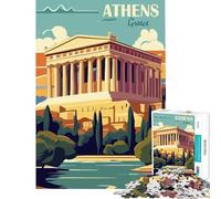 Puzzle per adulti da 1000 pezzi con l'immagine di Atene Grecia per un gioco educativo e stimolante ideale per divertirsi in famiglia e come regalo (dimensioni 75x50cm)