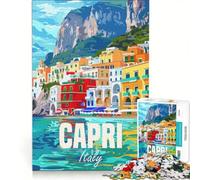 Puzzle per adulti da 1000 pezzi con l'immagine di Capri, Italia, un gioco pratico, divertente e spiritoso, perfetto come elemento della lista dei desideri con Babbo Natale 50x75cm