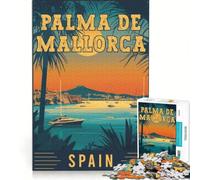 Puzzle per adulti da 1000 pezzi con l'immagine di Maiorca, Spagna, un giocattolo decorativo da parete, divertente e spiritoso, compleanni e Natale 38x26cm