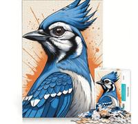 Puzzle per adulti da 1000 pezzi con l'immagine di una ghiandaia azzurra, gioco interattivo per tutta la famiglia, idea regalo unica per compleanni e altre occasioni 38x26cm