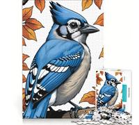 Puzzle per adulti da 1000 pezzi con l'immagine di una ghiandaia azzurra, gioco interattivo per tutta la famiglia, idea regalo unica per compleanni e altre occasioni 38x52cm