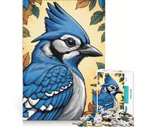 Puzzle per adulti da 1000 pezzi con l'immagine di una ghiandaia azzurra, un gioco impossibile, ideale per divertirsi a casa, perfetto come regalo di Natale o di compleanno 38x26cm