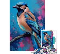 Puzzle per adulti da 1000 pezzi con l'immagine di una ghiandaia azzurra un'opera d'arte colorata Un gioco avvincente che stimola la pazienza l'analisi e la logica Un regalo di compleanno (38x52cm)