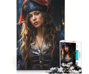 Puzzle per adulti da 1000 pezzi con l'incantevole sirena pirata, gioco divertente, rilassante e stimolante per la mente, ideale come elemento della lista dei desideri con Babbo Natale 38x52cm