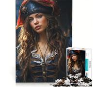 Puzzle per adulti da 1000 pezzi con l'incantevole sirena pirata, ideale per giochi in famiglia e antistress, con poster e foglio di curiosità abbinati 50x75cm