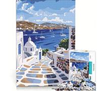 Puzzle per adulti da 1000 pezzi con l'isola greca di Mykonos gioco educativo stimolante da completare compleanni e altre occasioni 38x26cm
