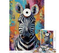 Puzzle per adulti da 1000 pezzi con lo sguardo fantasioso della zebra gioco rilassante sfida impegnativa compleanno e Natale (dimensioni 50x75cm)