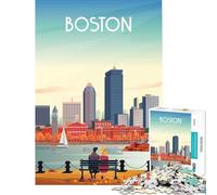 Puzzle per adulti da 1000 pezzi con lo skyline di Boston e una coppia gioco educativo e stimolante per tutta la famiglia ideale come regalo di compleanno (dimensioni 38x52cm)