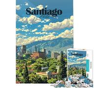 Puzzle per adulti da 1000 pezzi con lo skyline di Santiago del Cile Puzzle per adulti decorazione da parete assemblaggio interazione genitore-figlio (dimensioni 38x26cm)