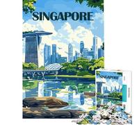 Puzzle per adulti da 1000 pezzi con lo skyline di Singapore e i suoi giardini Divertimento a casa migliora la memoria decorazione per la casa gioco per maggiori di 14 anni (38x52cm)