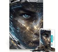 Puzzle per adulti da 1000 pezzi con l'occhio di un astronauta e le luci della città che si riflettono,dai bordi netti Gioco cognitivo divertente,gioco lento e divertente,regalo perfetto