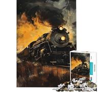 Puzzle per adulti da 1000 pezzi con locomotiva retrò e treno sfida educativa per il divertimento in famiglia giocattolo decorativo da parete adatto a persone dai 14 anni in su (38x52cm)