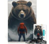 Puzzle per adulti da 1000 pezzi con l'orso "Incontro con l'orso",ritaglio preciso,gioco cognitivo divertente,svago,regalo di Natale rilassante (38x52cm)