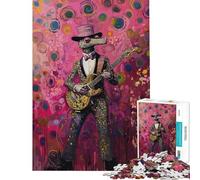 Puzzle per adulti da 1000 pezzi con lucertola rock star gioco interattivo gioco intellettuale regalo per donne e uomini antistress (dimensioni 38x52cm)