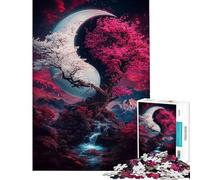 Puzzle per adulti da 1000 pezzi con luna crescente e albero puzzle per ragazzi giochi rilassanti ma divertenti e spiritosi regalo di compleanno e unico (dimensioni 38x26cm)