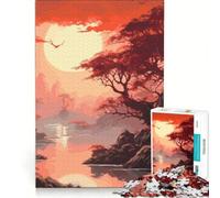 Puzzle per adulti da 1000 pezzi con luna e paesaggio giapponese gioco divertente gara di velocità manuale collezione d'artista belle arti 38x52cm