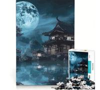 Puzzle per adulti da 1000 pezzi con luna e paesaggio giapponese gioco educativo decorazione perfetta ogni pezzo è unico 38x26cm