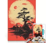Puzzle per adulti da 1000 pezzi con luna e paesaggio giapponese gioco pratico impegnativo da completare collezione d'artista belle arti 38x52cm