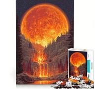 Puzzle per adulti da 1000 pezzi con luna infuocata su cascata di lava, gioco rilassante, attività divertenti da fare in casa, per rafforzare l'amore tra le coppie 38x26cm