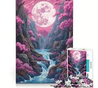 Puzzle per adulti da 1000 pezzi con luna piena al neon che sorge gioco impossibile migliora la memoria con pezzi di forma casuale completamente ad incastro 38x52cm