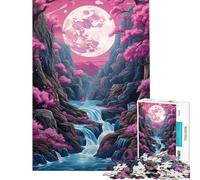 Puzzle per adulti da 1000 pezzi con luna piena al neon che sorge gioco pratico per adulti taglio di precisione compleanno e Natale (dimensioni 50x75cm)
