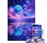 Puzzle per adulti da 1000 pezzi con lune lago celeste giocattolo educativo giochi per famiglie regalo di Babbo Natale segreto (dimensioni 50x75cm)