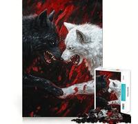 Puzzle per adulti da 1000 pezzi con lupi in bianco e nero,design Premium Edge Art Logic Puzzle,gioco di logica,divertimento per il tempo libero,decorazione natalizia (38x52cm)