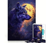Puzzle per adulti da 1000 pezzi con lupo al tramonto,gioco di concentrazione mentale,taglio di alta precisione,attività creativa per rafforzare i legami affettivi (38x26cm)