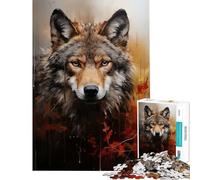 Puzzle per adulti da 1000 pezzi con lupo dipinto acrilico giochi educativi giocattoli educativi regali per il Secret Santa analisi e logica (dimensioni 50x75cm)