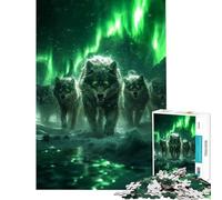 Puzzle per adulti da 1000 pezzi con lupo e aurora boreale giocattolo decorativo da parete donne (50x75cm)