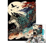 Puzzle per adulti da 1000 pezzi con lupo giapponese gioco rilassante taglio di precisione sfida stimolante idea regalo (dimensioni 50x75cm)