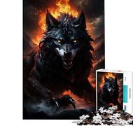 Puzzle per adulti da 1000 pezzi con lupo gigante e occhi rossi Gioco divertente e coinvolgente per coltivare la pazienza Ottimo regalo e decorazione per la casa (dimensioni 38x52cm)