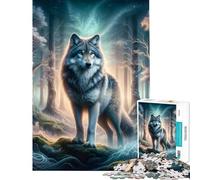 Puzzle per adulti da 1000 pezzi con lupo misterioso nella foresta Aiuta a stimolare la mente decorazione da parete e antistress Adatto a partire dai 14 anni Gioco di puzzle (38x26cm)