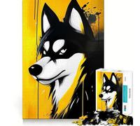 Puzzle per adulti da 1000 pezzi con lupo nero e giallo,pezzi ben rifiniti,gioco di logica,divertente per il tempo libero,regalo di Natale (50x75cm)