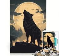 Puzzle per adulti da 1000 pezzi con lupo nero, giocattolo educativo, taglio di precisione, per rafforzare il legame di coppia 38x26cm