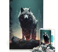 Puzzle per adulti da 1000 pezzi con lupo nero, giocattolo educativo, taglio di precisione, per rafforzare il legame di coppia 38x26cm