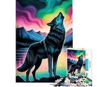 Puzzle per adulti da 1000 pezzi con lupo ululante e aurora boreale Un gioco impegnativo e stimolante per la mente adatto a partire dai 14 anni 38x26cm