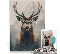 Puzzle per adulti da 1000 pezzi con maestoso cervo tra le montagne gioco impossibile migliora la memoria con pezzi a incastro di forma casuale 38x26cm