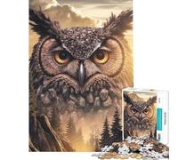 Puzzle per adulti da 1000 pezzi con maestoso gufo e paesaggio montano ideale per compleanni e Natale Gioco difficile per tutta la famiglia adatto a persone dai 14 anni in su (38x52cm)